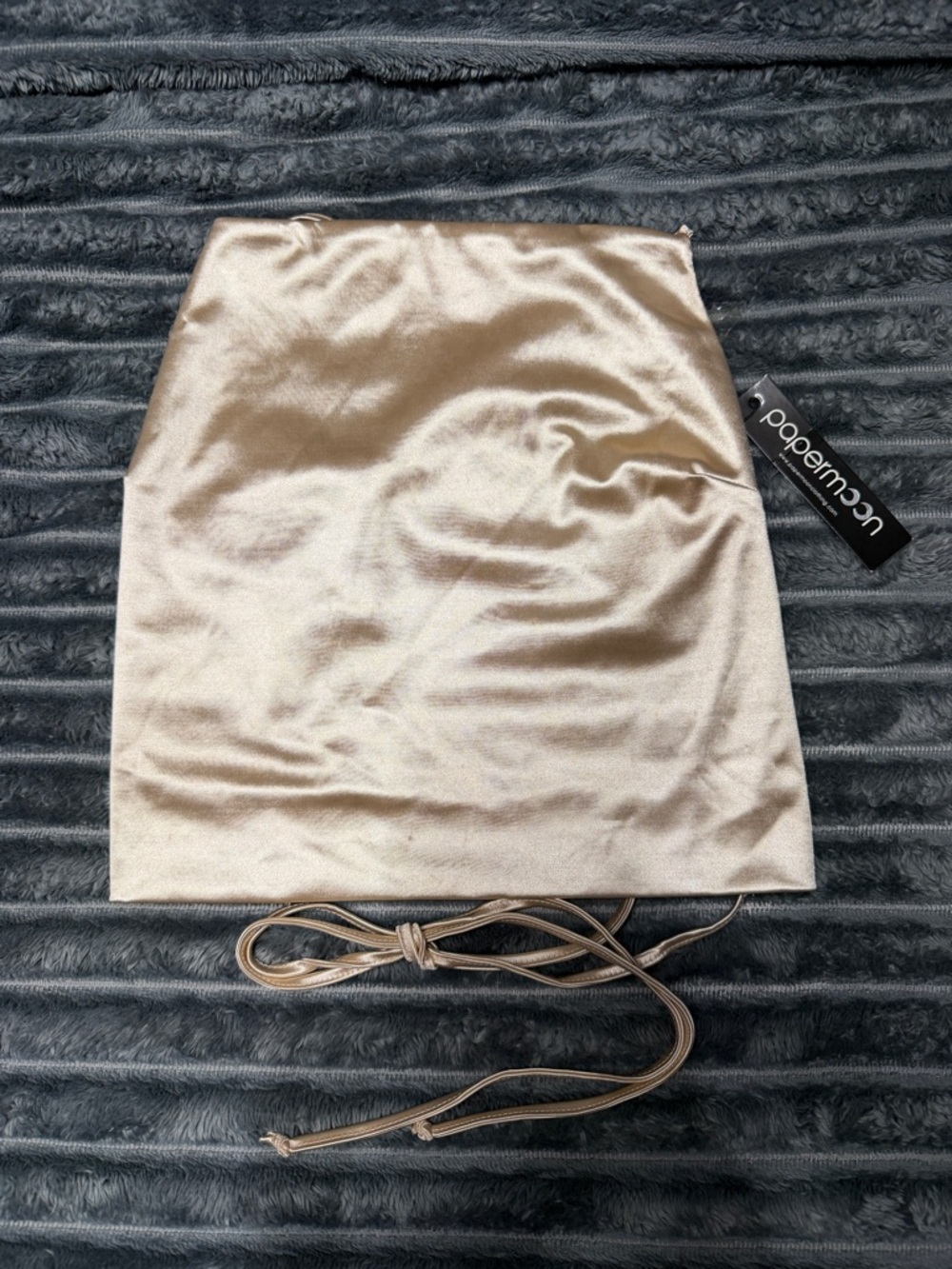 Papermoon Champagne Satin Mini Skirt with Tie Belt